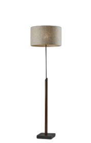 63" Beige And Black Floor Lamp With Beige Fabric Drum Shade