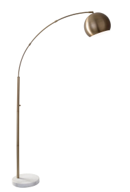 78" Brass Metal Arc Floor Lamp With Brass Metal Bowl Shade