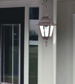 Antique Brown Beveled Glass Outdoor Hanging Light