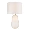 28" White Ceramic Column Table Lamp With White Drum Shade