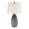 30" Brass Metal Table Lamp With White Empire Shade