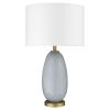 29" Brass Metal Column Table Lamp With White Drum Shade
