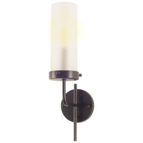 20" Black Metal and Glass Corner Wall Light