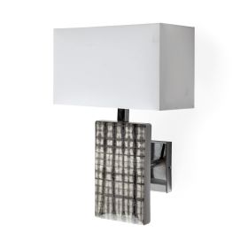 17" White Metal and Fabric Corner Wall Light