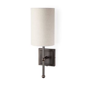 16" White Metal and Fabric Corner Wall Light