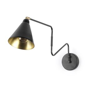 12" Black Metal Corner Wall Light