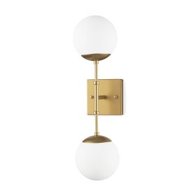 6" Gold Metal and Glass Corner Wall Light