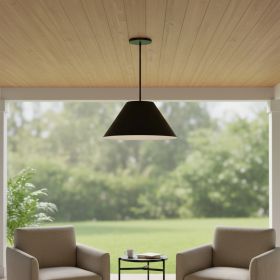 22" Black Aluminum Cone LED Dimmable Outdoor Pendent Hanging Light