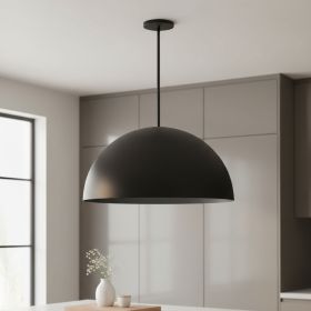 32" Black Aluminum Dome LED Dimmable Outdoor Pendent Hanging Light