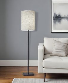 61" Bronze Metal Floor Lamp With Beige Fabric Shade