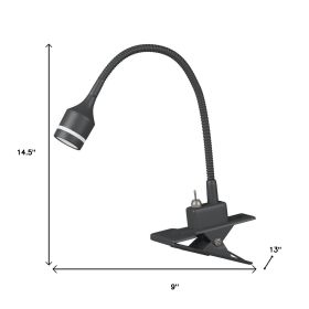 15" Black Metal Adjustable Clip On LED Table Lamp