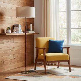 66" Brown Floor Lamp With Brown Fabric Drum Shade