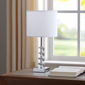 18" Silver Table Lamp With White Drum Shade