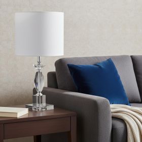 23" Silver Crystal Standard Table Lamp With White Classic Drum Shade Table Lamp