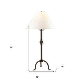 32" Black Metal Table Lamp With Off White Empire Shade