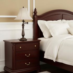 30" Rust Metal Table Lamp With Pearl Bell Shade