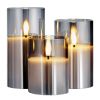 Gray Flickering Flameless Candles, Set of 3 Battery Operated Flameless Led Candles with 10-Key Remote and Timer