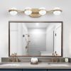 28" Golden Minimalist LED Bathroom Vanity Light with Crystal Sand Acrylic Shades, 4-Light Wall Mounted Decorative Lighting Fixture