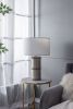 D16x24.4" Hammered Iron Table Lamp with Mango Wood(Lamp Shade Assembly Required)