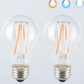 3 Color Temperature LED Bulb E26 Medium Base 60W Equivalent, 2700K Warm White and Blue Color Changing Light Bulb 3CCT A19 LED 6W Clear Glass