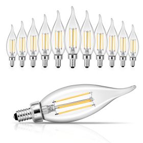 VEVOR LED Candelabra Bulbs, 12-Pack Dimmable Chandelier Light Bulbs, Vintage Flame Tip Candle Light Bulb with 2725K Warm Lighting