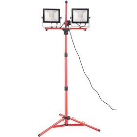 VEVOR LED Work Light with Stand, 10000 Lumen Dual-head LED Work Light with 27.6"-68.1" Adjustable and Foldable Tripod Stand