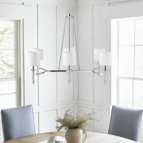 6-light Chandelier with Fabric Drum Shades