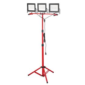 VEVOR LED Work Light with Stand, 21000 Lumens, Three-Head Portable Camping Light with Individual Switch, Tripod Stand, 10.83 ft Power Cord