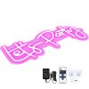 Let's Party Neon Sign, 23"X10" Neon Sign for Wall Decor, Adjustable Brightness Pink Neon Light Sign with Remote Control and Power Adapter