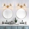 20 Inch 2-Light Vintage Bathroom Wall Sconce – Elegant Golden Metal and Glass Lampshade Vanity Light Fixture for Bathroom, Hallway