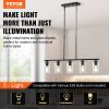 VEVOR 5-Light Kitchen Island Pendant Lights, 60W, Adjustable Dining Room Light Fixture with Clear Glass Lampshade 4 Rods 2 Metal Chains