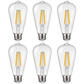 VEVOR 6 Pack Edison Bulbs LED, ST19 Vintage Edison Light Bulbs, 7W Dimmable 800 Lumens, 2700K Warm White, E26 Base LED Filament Bulb