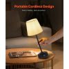 Cordless Table Lamp, 2 Pack, 5200mAh Built-in Rechargeable Battery Desk Lamp, 3-Level Brightness, Fabric Shade, 2700-3000K Color Temperature
