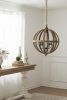 4 - Light Wood Chandelier, Hanging Light Fixture with Adjustable Chain for Kitchen Dining Room Foyer Entryway, Bulb Not Included