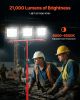 VEVOR LED Work Light with Stand, 21000 Lumens, Three-Head Portable Camping Light with Individual Switch, Tripod Stand, 10.83 ft Power Cord