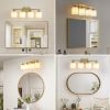 Gold Bathroom Light Fixtures, 4-Light Modern Vanity Light Over Mirror, Wall Sconces with Milky White Frosted Glass Shades