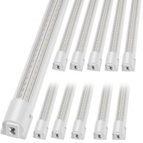 10 Pack LED Shop Light, 8 FT, 80W Linkable Shop Light Fixture, 10000 LM Ceiling Lights 59 in Power Cords with ON/OFF Switch 48 in Connector Cables