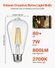 VEVOR 6 Pack Edison Bulbs LED, ST19 Vintage Edison Light Bulbs, 7W Dimmable 800 Lumens, 2700K Warm White, E26 Base LED Filament Bulb