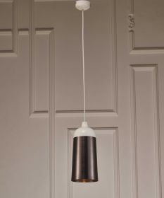 Brown And White Cylinder Metal Ceiling Light With Brown Shades