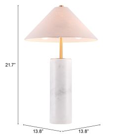 55" White Metal Bedside Table Lamp With Beige Empire Shade