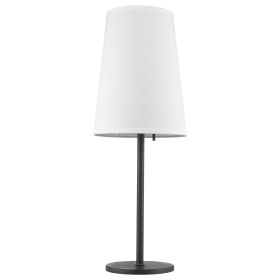 27" Black Metal Table Lamp With White Cone Shade