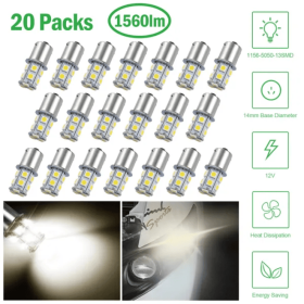 20Pcs 12V Car Light Bulbs 4500K 14MM Aluminum Alloy Turn Signal Light (Option: Style1)