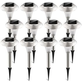 12Packs Solar Garden Lights Outdoor IP44 Waterproof Solar Pathway Lights Color Changing Landscape Lamps 10Hrs Lawn Lighting for Yard Driveway Wal (Color: White, size: 12 pcs)