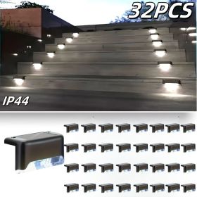 16/32PCS solar outdoor light, spring camping outdoor light, outdoor LED step light, solar charging, suitable for balconies, terraces, stairs, fen (Color: 32PCS-baise-1)