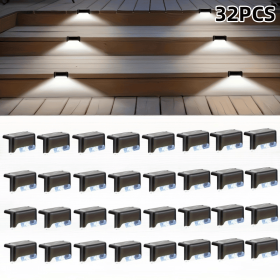 32/16 PCS Decorative Light Solar Energy Waterproof and Dustproof Light Source Sensing Suitable for Shopping Malls Guardrails Decks Stairs Gardens (Color: White light-32PCS)