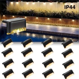 32/16 PCS Decorative Light Solar Energy Waterproof and Dustproof Light Source Sensing Suitable for Shopping Malls Guardrails Decks Stairs Gardens (Color: Warm lights-16PCS)