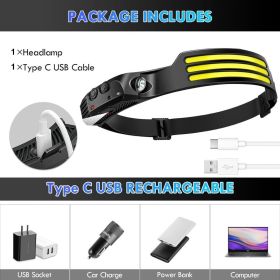 COB -LED Rechargeable Headlamp Headlight Torch Work Light Head Band Lamp 6000K (Option: W12808269)